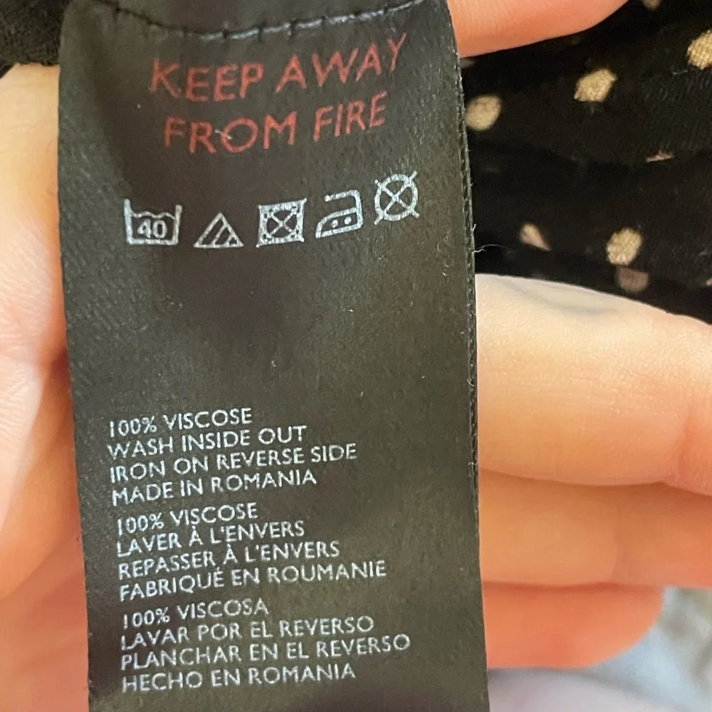 Urban Outfitters Black and White Polka Dot Notched Collar Midi Dress Flowy Cute - Picture 7 of 7